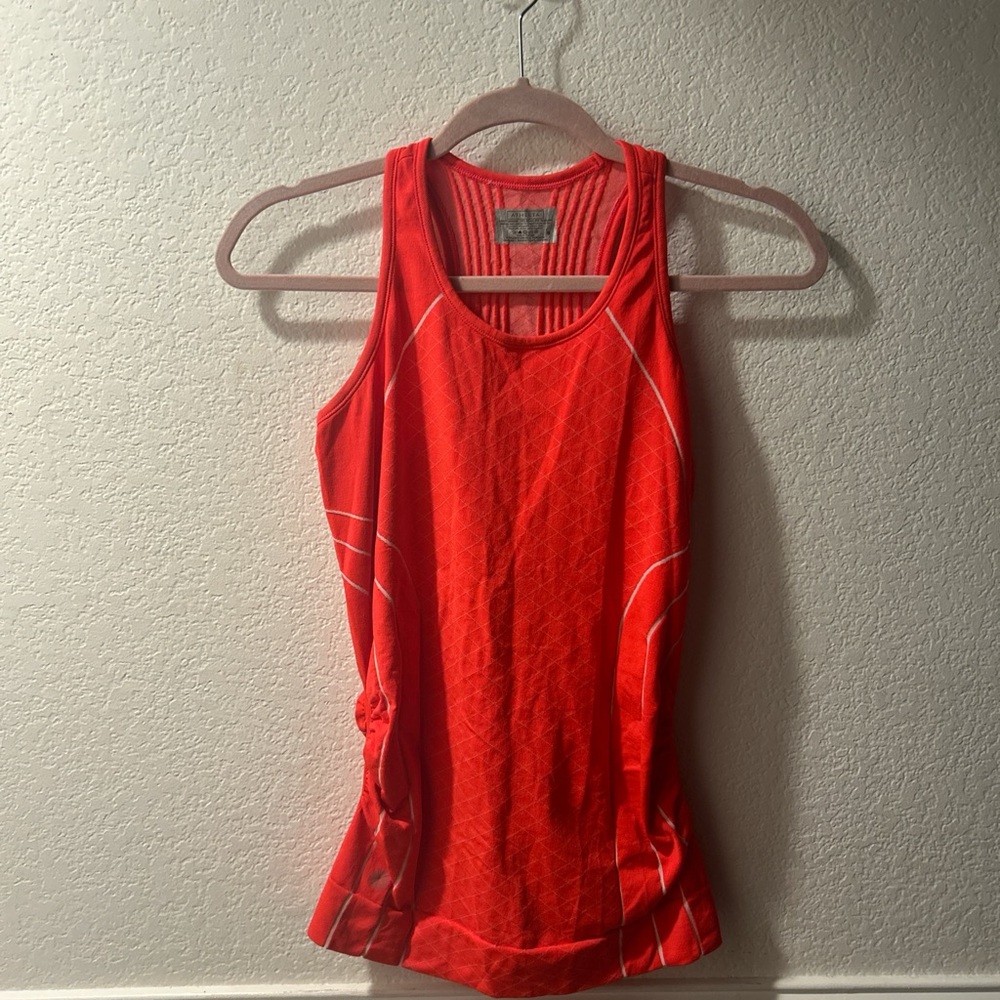 Athleta Orange Fitted Ribbed Athletic Top